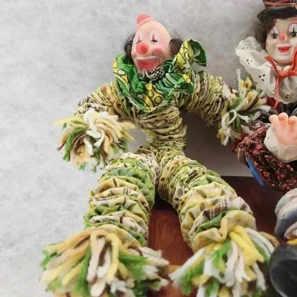 YoYo Clown Handmade Toy Vintage Retro 1960s‎ Fabric Pinwheel Circles Posable X2 - Picture 4 of 7